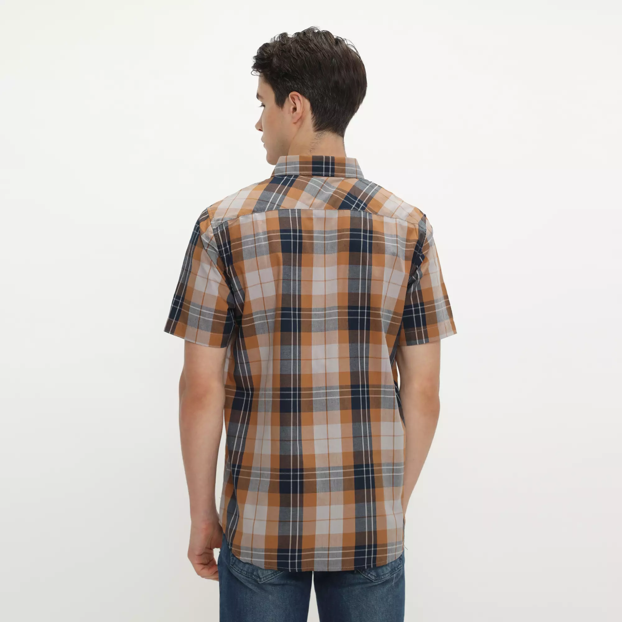 Platini Kemeja Kotak-Kotak Pria Lengan Pendek Brown 71002