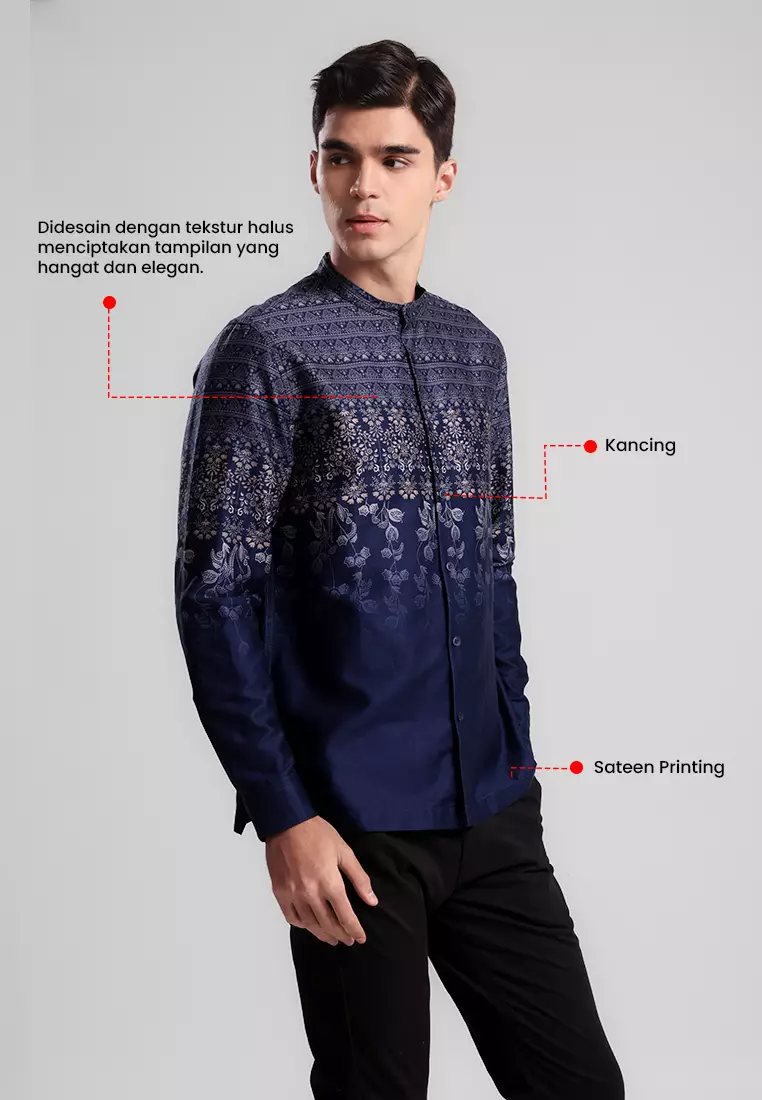 MANZONE X MINIMAL - Kemeja Lengan Panjang Pria Modern Fit Aydin SS - Navy Warna Navy