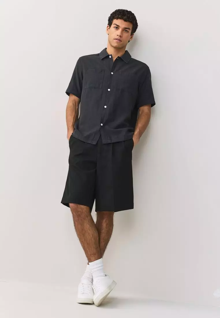 Linen Tencel Blend Short Sleeve Shirt