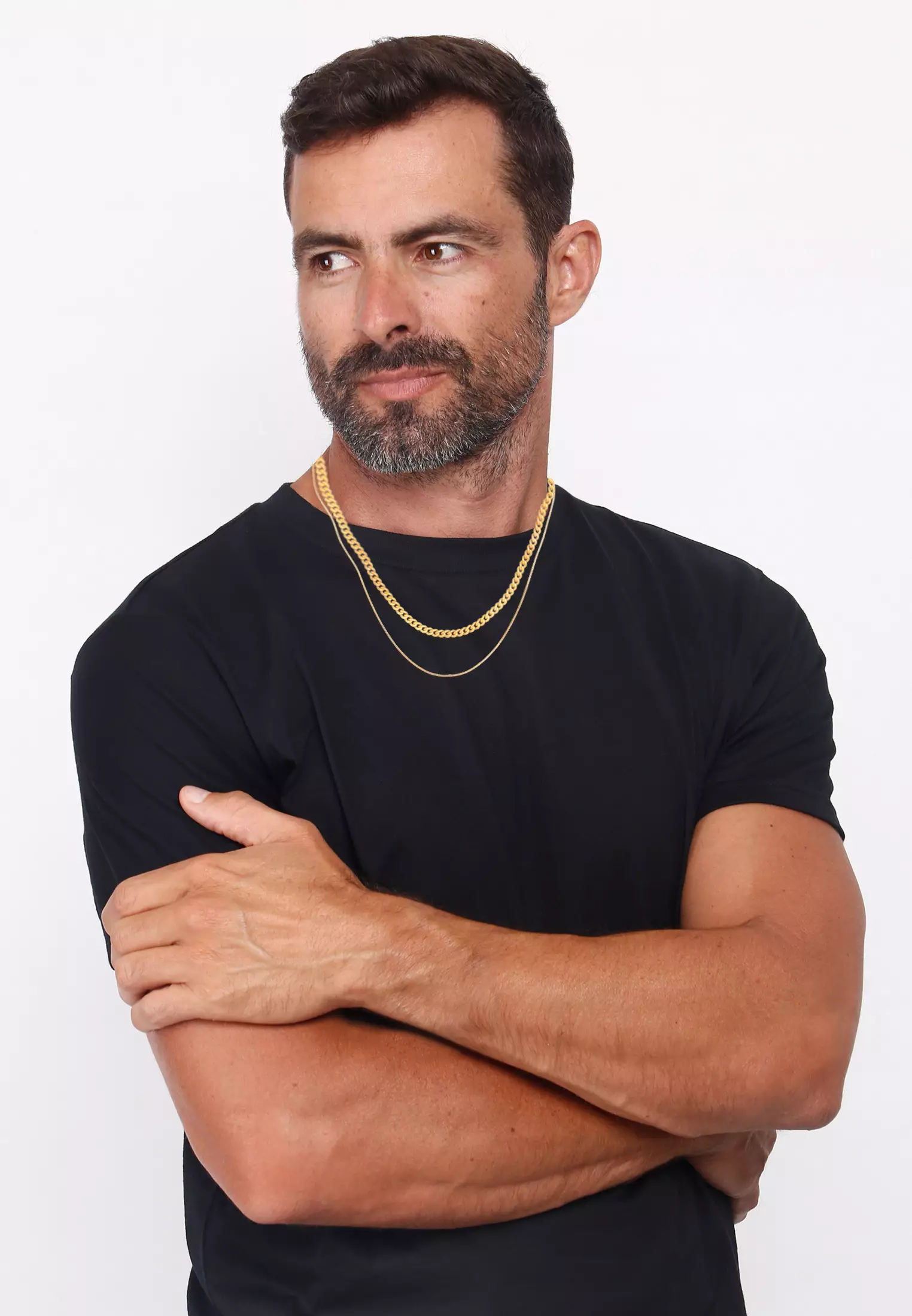 Necklace Men Set Curb ChainVenetian ChainBasic Blogger Trend Gold Plated