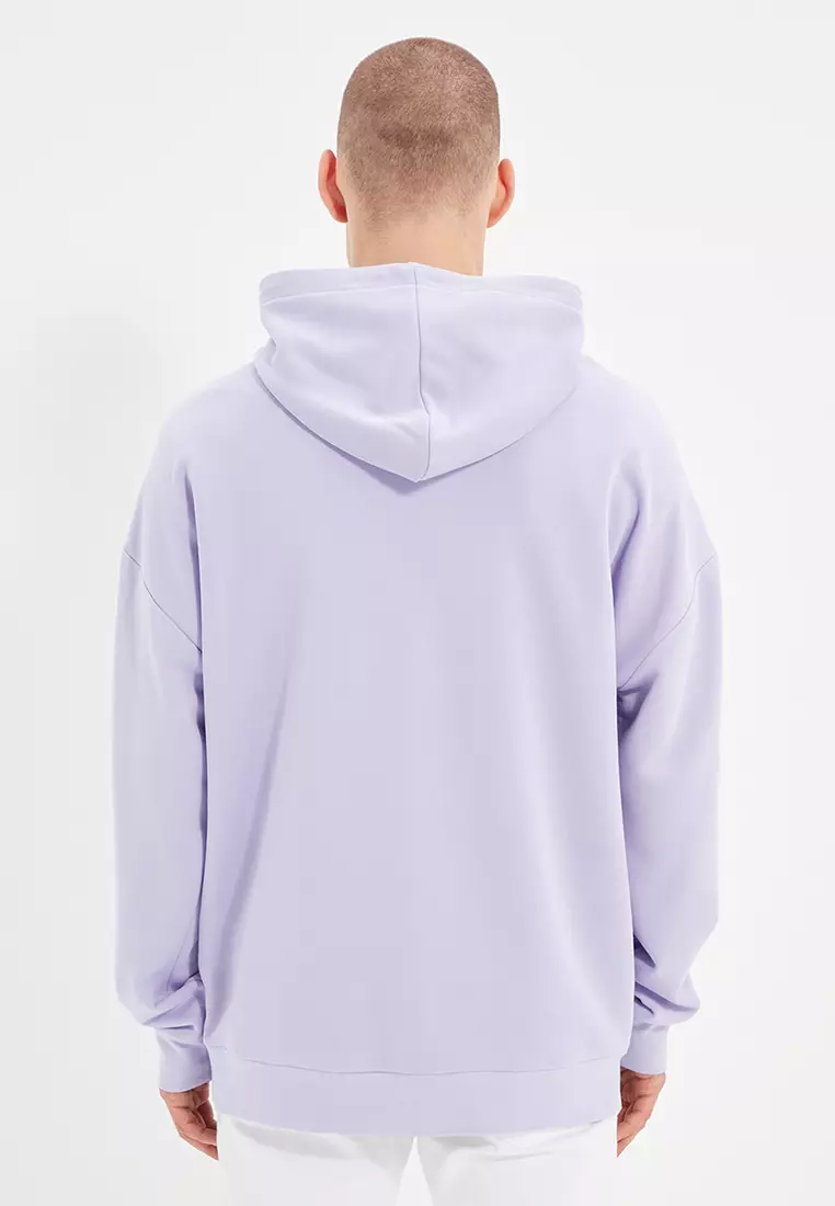 Basic Oversize Hooded Sweatshirt with Patched Label