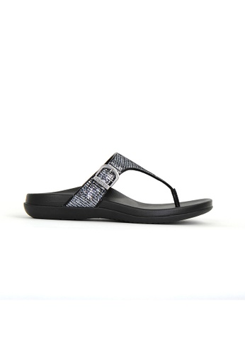 Aetrex black Aetrex Rita Sparkle Adjustable Thong Women Sandals - Black AB97DSH662D946GS_1