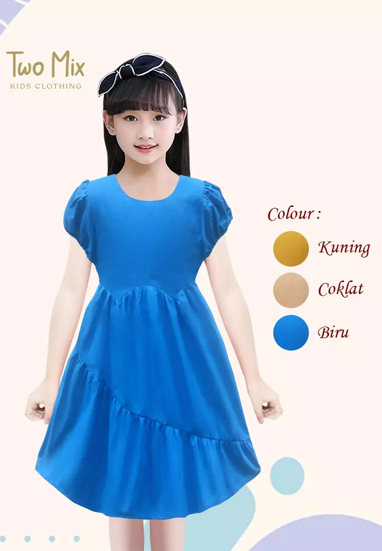 Two Mix Daster Dress Anak Perempuan 2023 - Baju Daster Anak Cewek 1-12 Tahun 4354 - Colour Biru