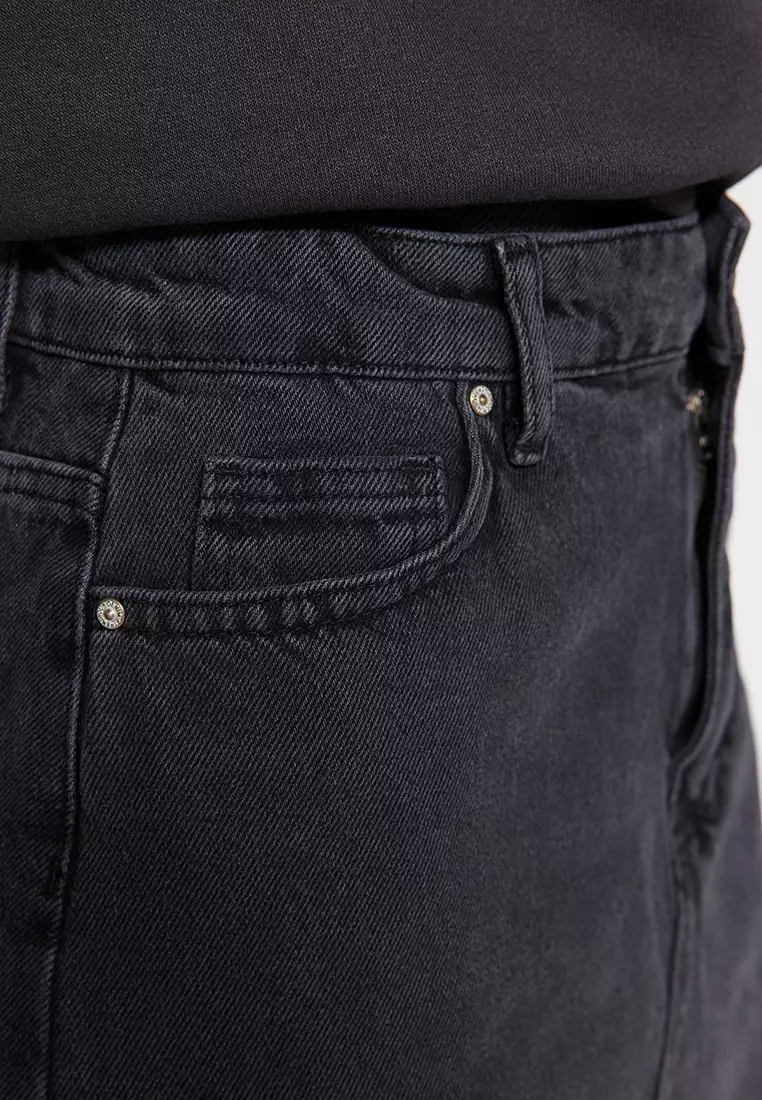 Maxi Denim Skirt with Slit Detail