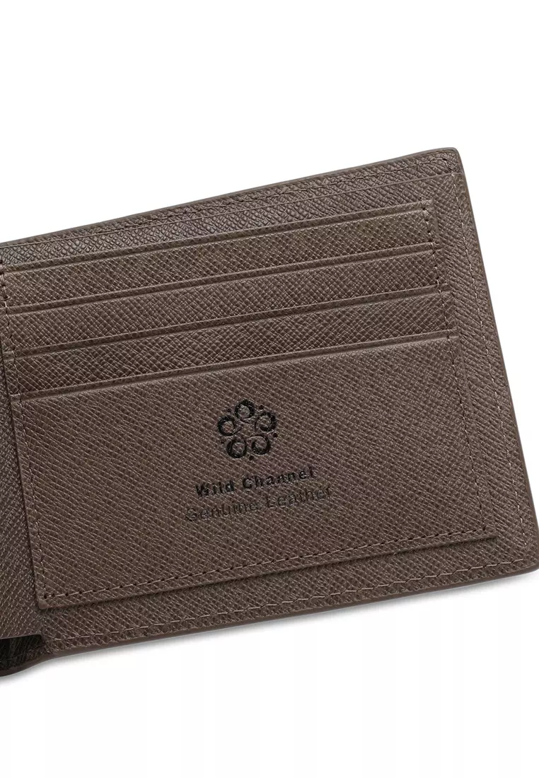 Men's Genuine Leather RFID Blocking Bi Fold Wallet