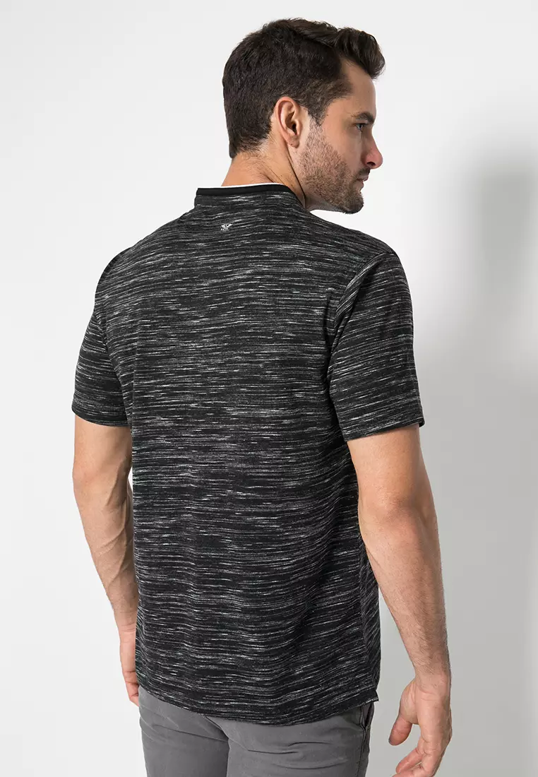 LGS - Kaos Henley Pria - Slim Fit - Hitam - JTS.321.M2973F.01.C