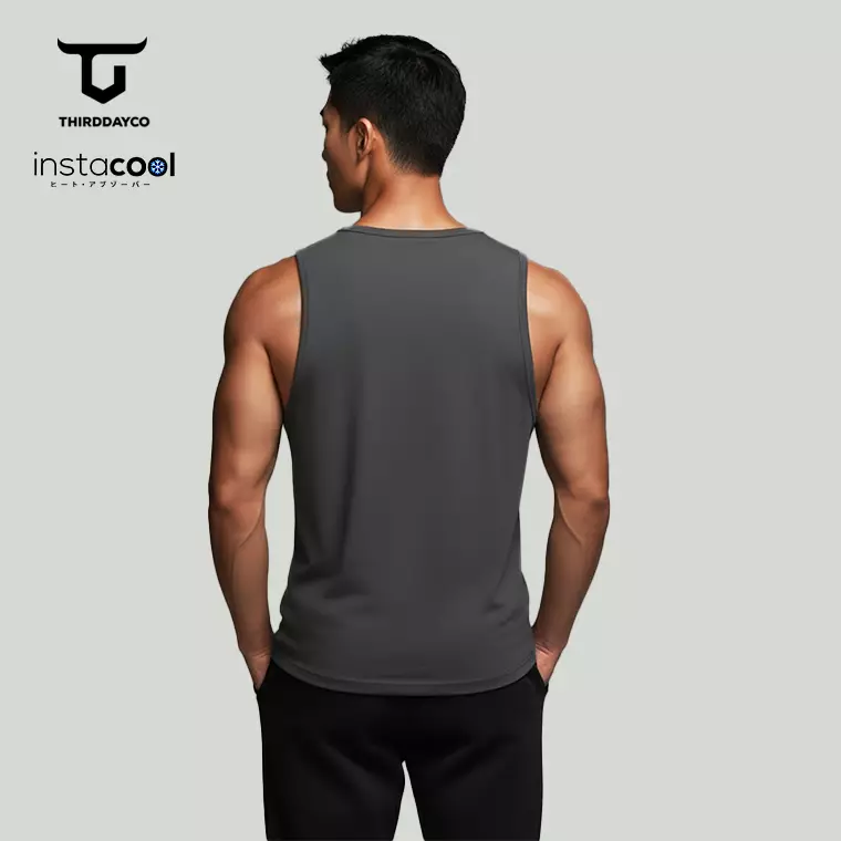THIRDDAY Kaos Kutung Tank Top Instacool "never give up" Abu MTY72
