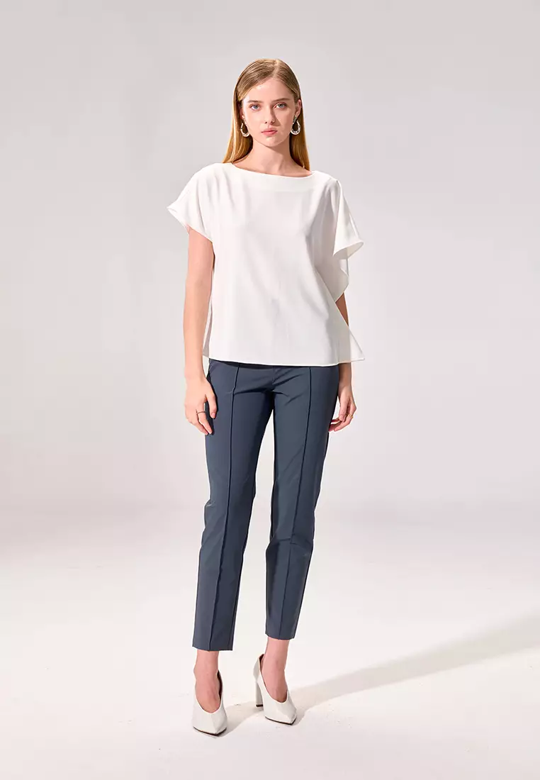 White Asymmetrical Shoulder-to-Shoulder Top