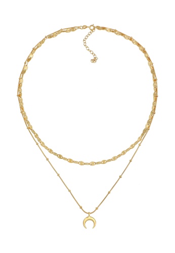 ELLI GERMANY gold Necklace Layer Plate Half Moon Pendant Astro Trend Gold Plated 7198CACC2CF56CGS_1
