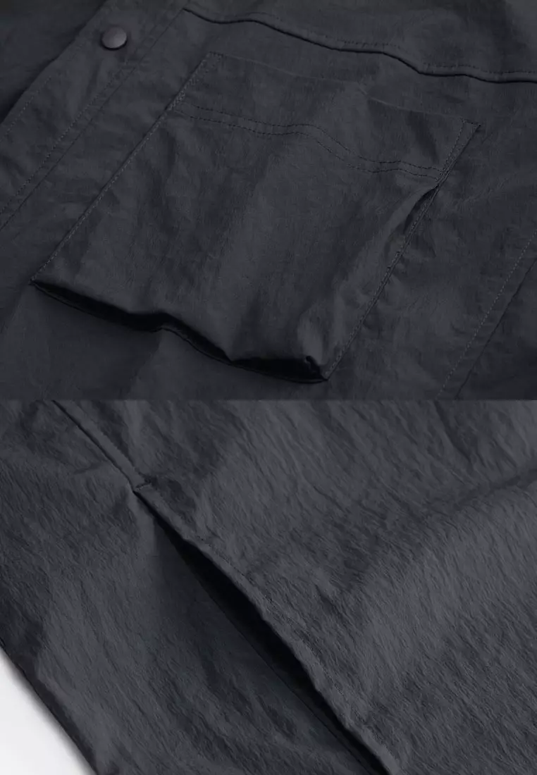 Korea Collection Men's Stretchy Nylon Cargo Pocket Short Sleeve Loose Shirt 01045521