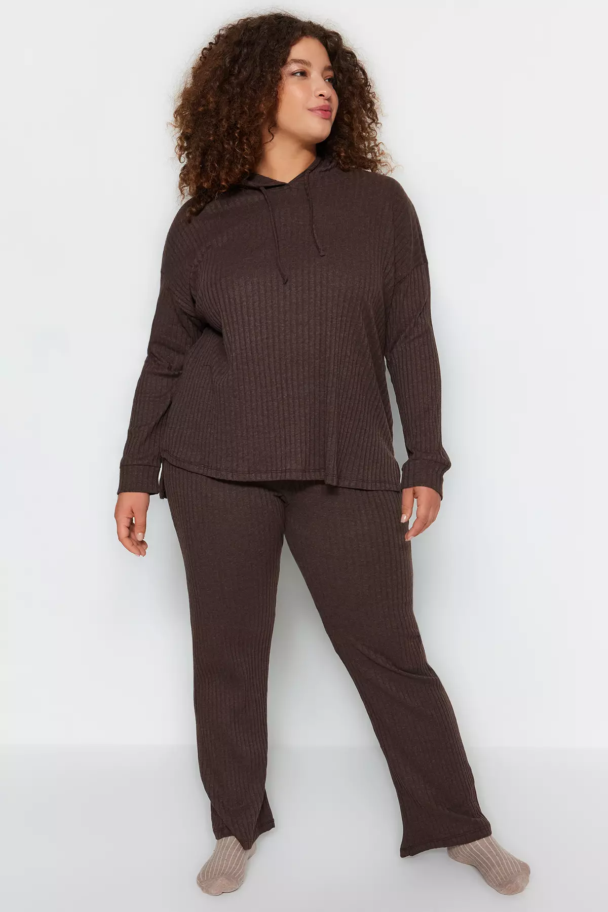 Plus size hoodie and pants set top