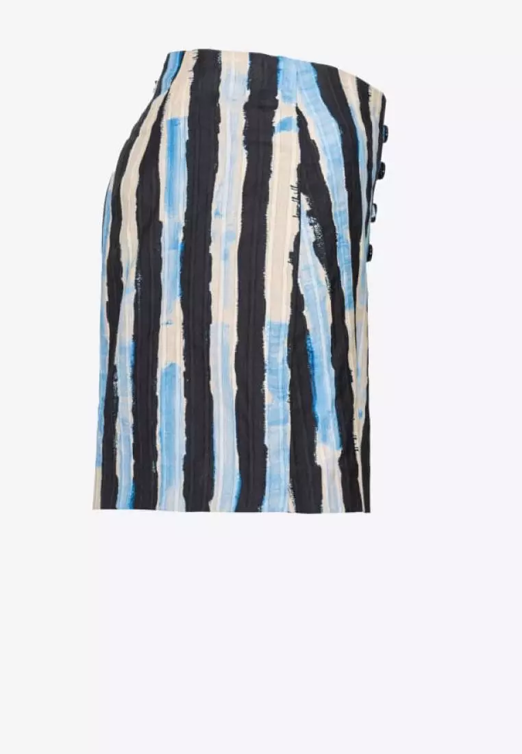 Skorts with painted-stripe print