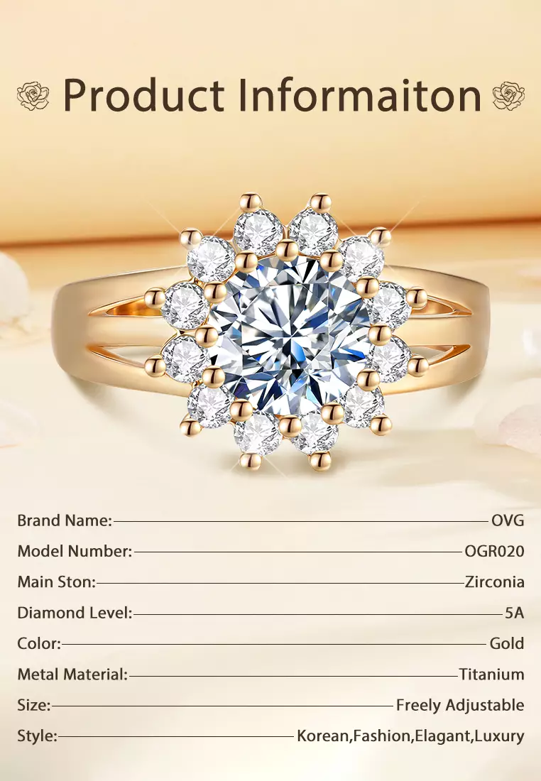 Cincin Wanita Original R020 Korea Berlian Titanium Perhiasan Cewek Adjustable Rings Kotak Indah