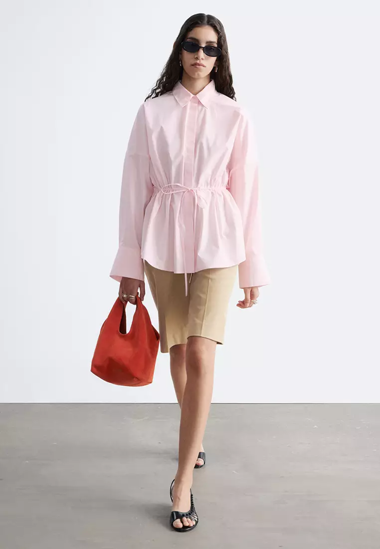 Cotton Poplin Drawstring Shirt