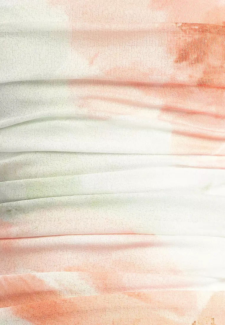 Ruched Bodice Handkerchief Hem Dress