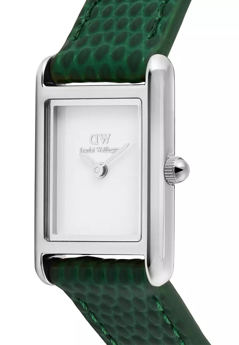Bound Mini Green Lizard White Silver - Women Watch Stainless Steel Leather Strap watch DW Official Authentic Original 女士手錶 不銹鋼手錶 DW 官方 真皮手錶 正品