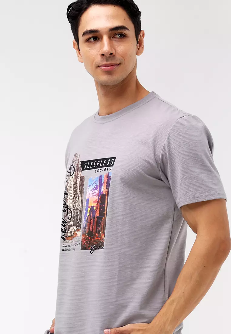 Round Neck Crazyline Short Sleeves T-Shirt