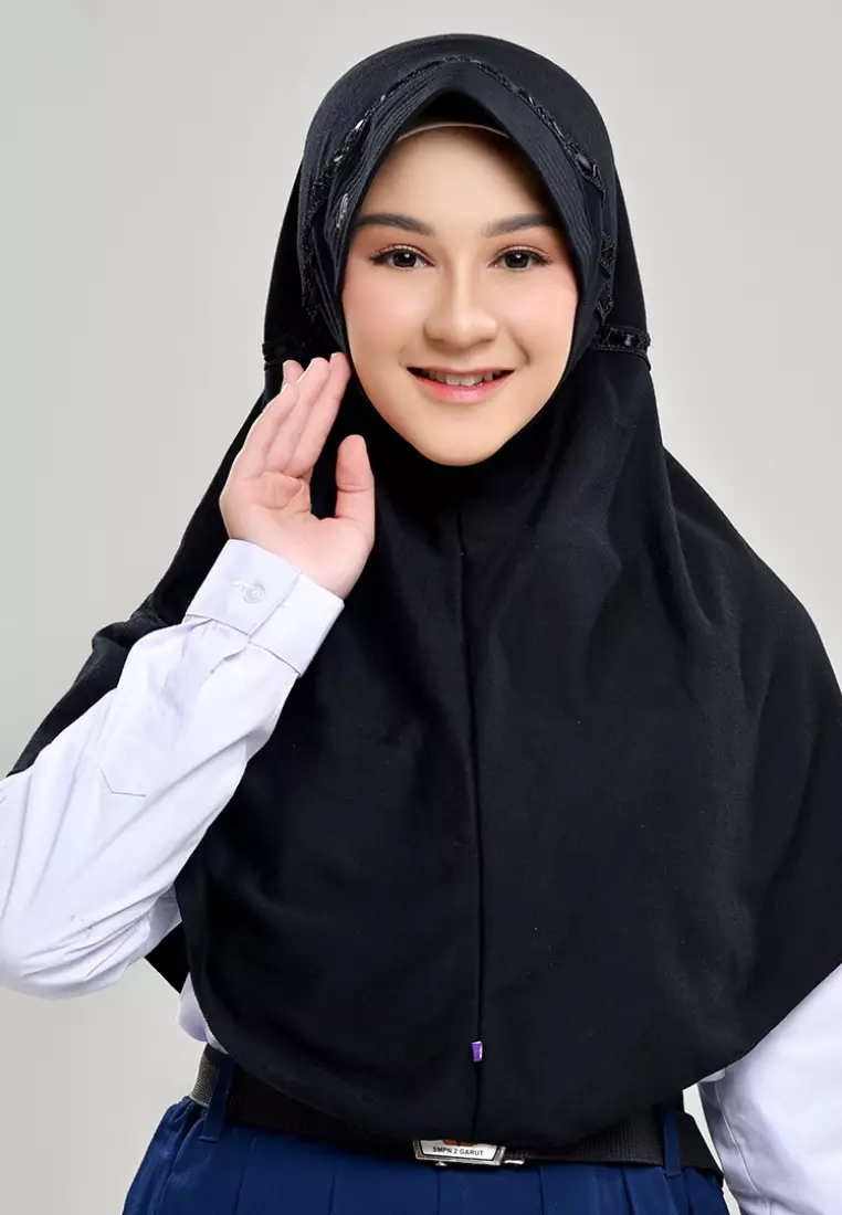 Rabbani - Kerudung Sekolah Instan Hemy XS - Black