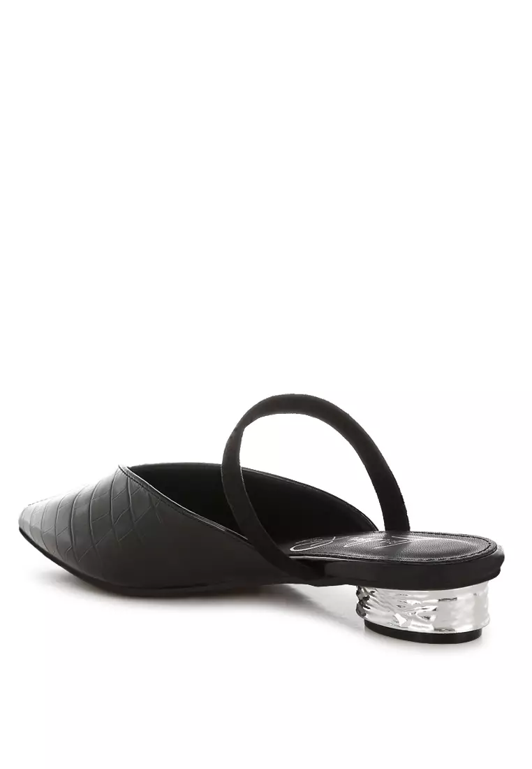 Fantasy Heel Croco Mules In Black