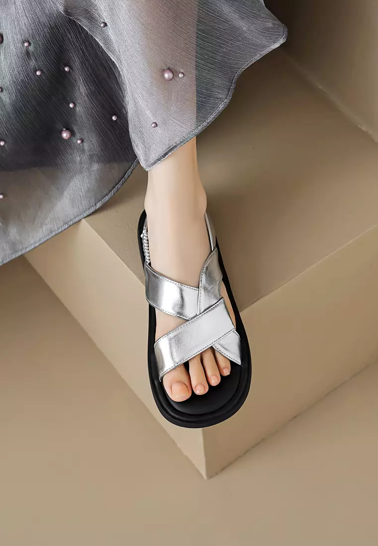 Simple Microfiber Leather Rome Sandals WW393-3