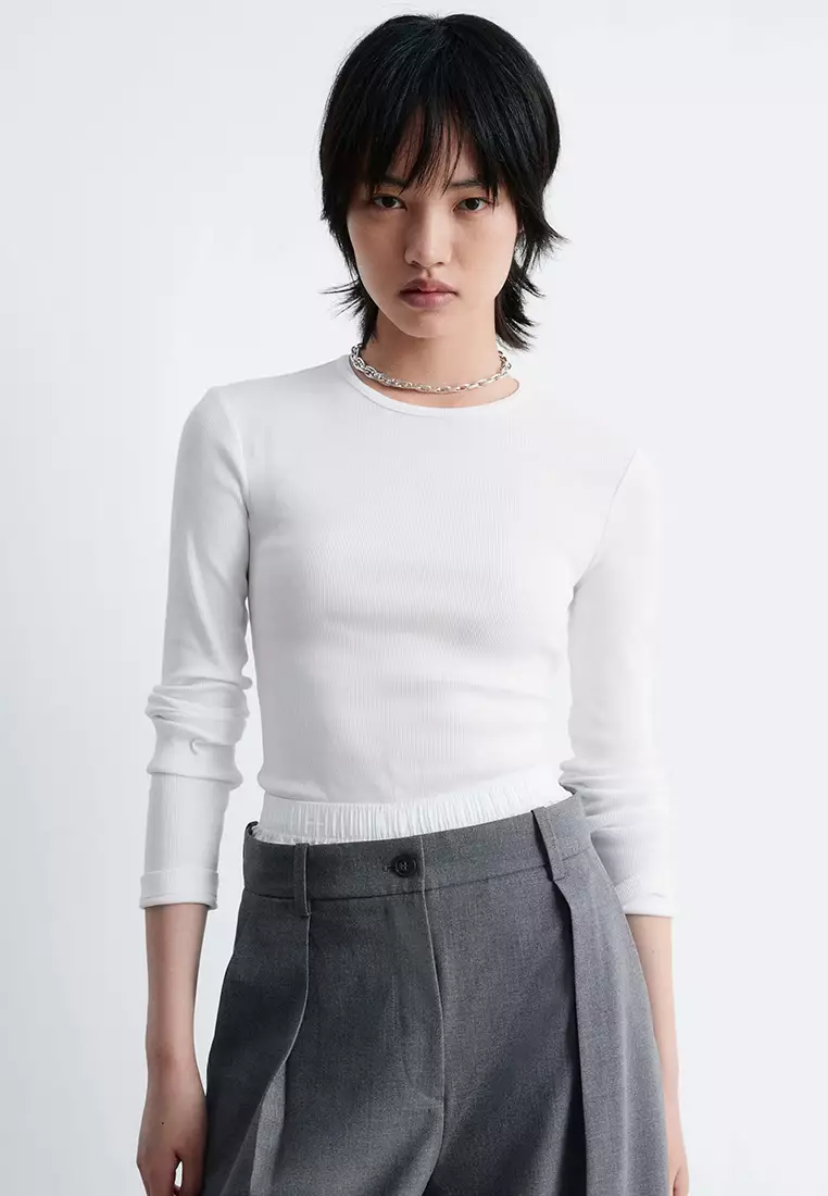 Ribbed Long-Sleeves Top