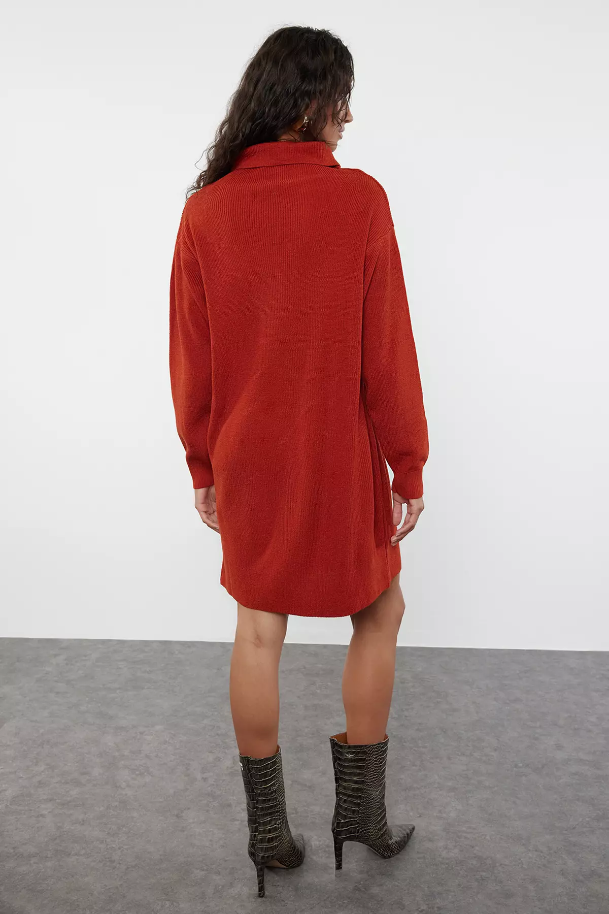 Mini Knitwear Turtleneck Dress