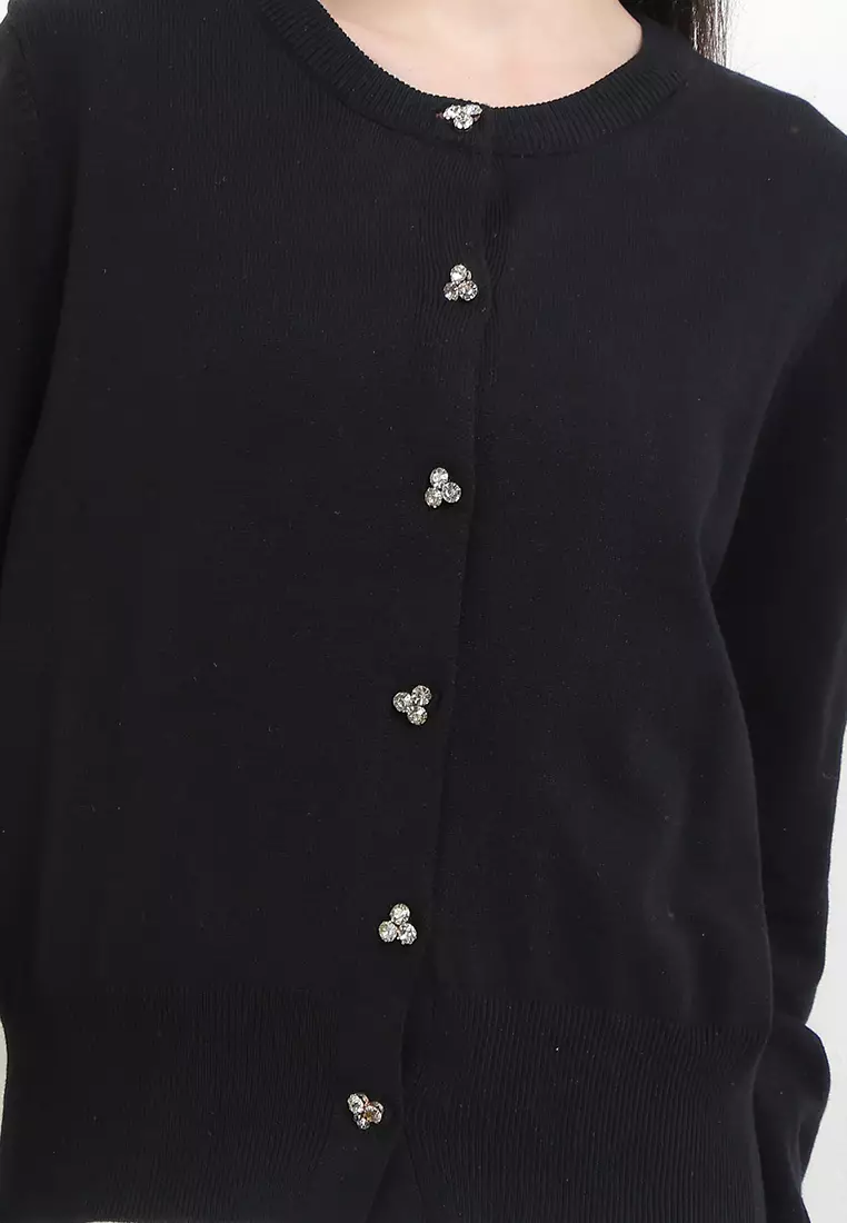 L/S Knit Cardi W/ Embellished Buttons