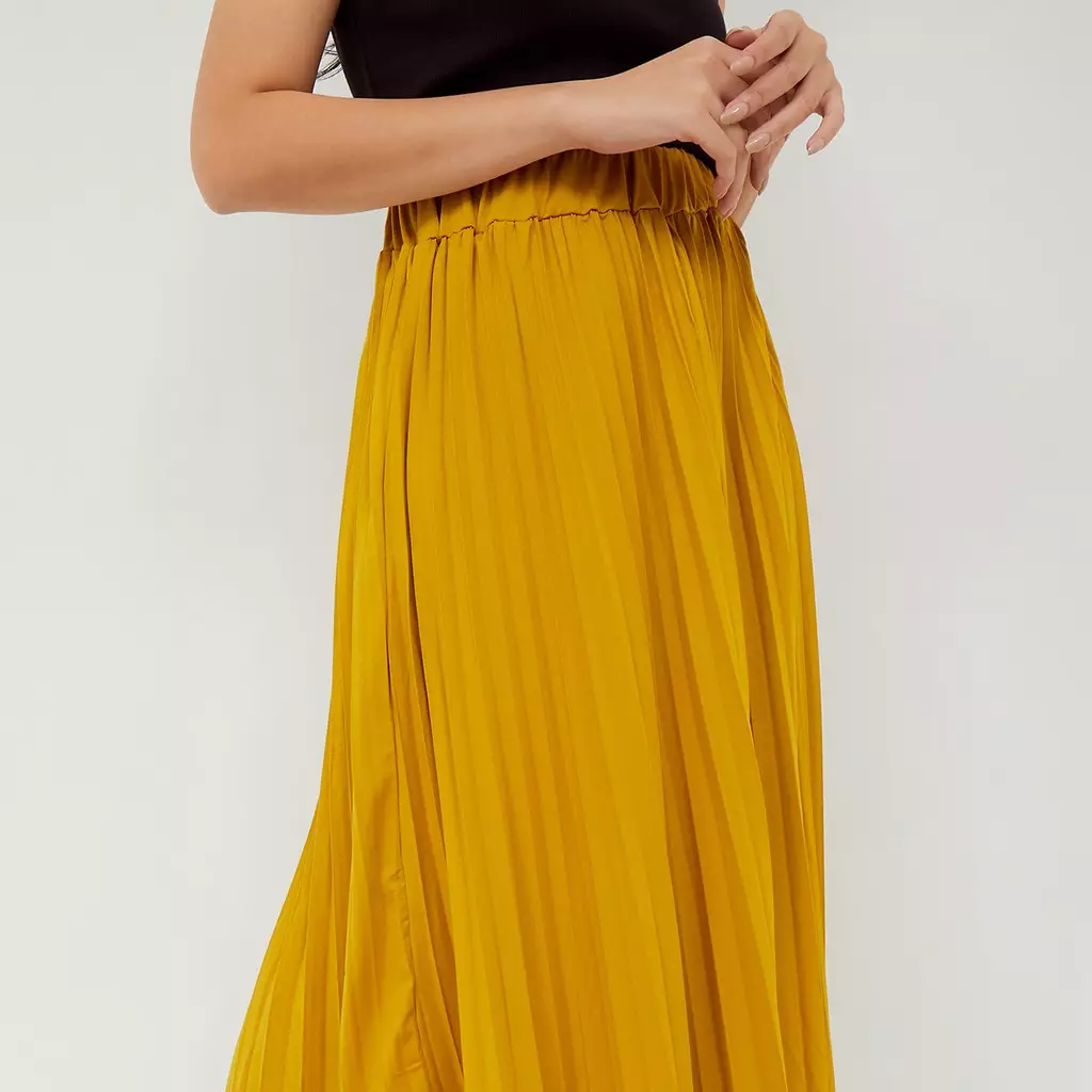 MAYONETTE Daisy Rok Plisket Panjang Wide Maxi - Yellow