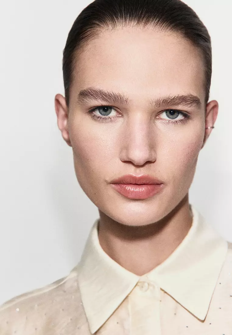 Satin Shirt with Rhinestones