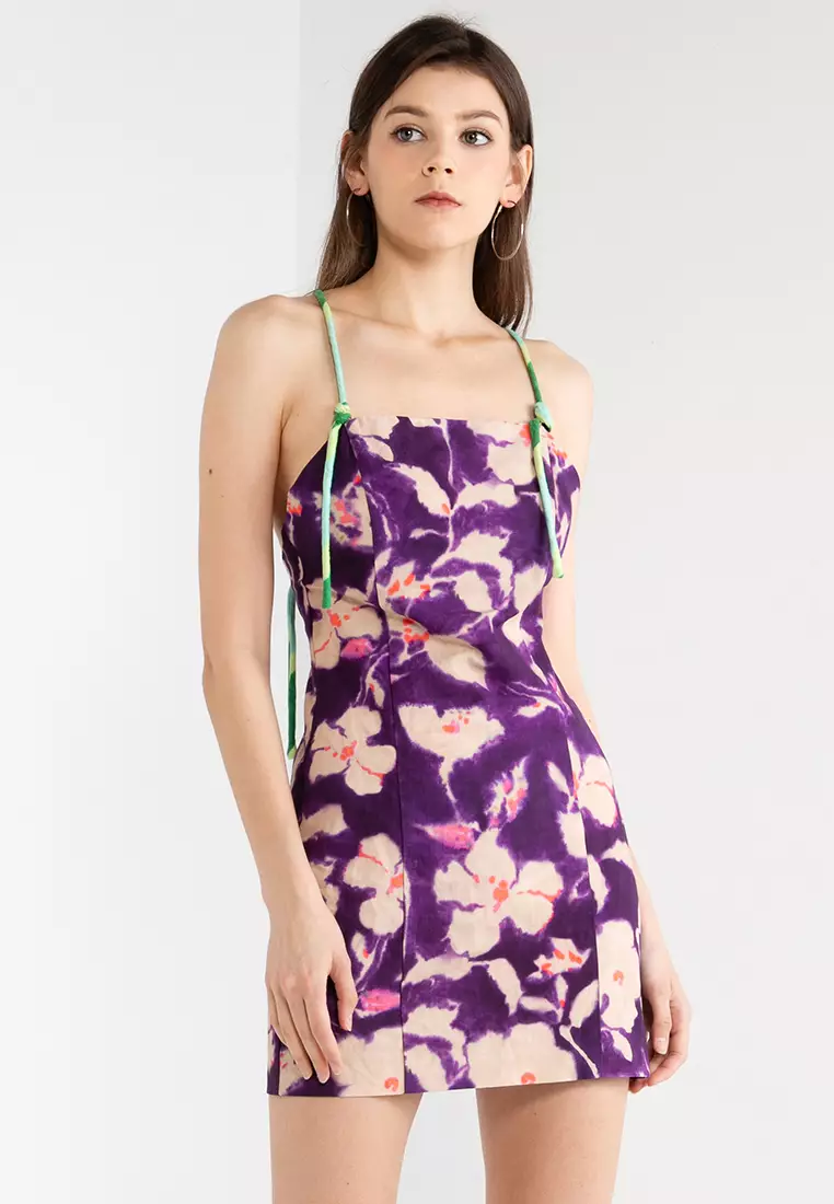 Zara purple floral dress sales