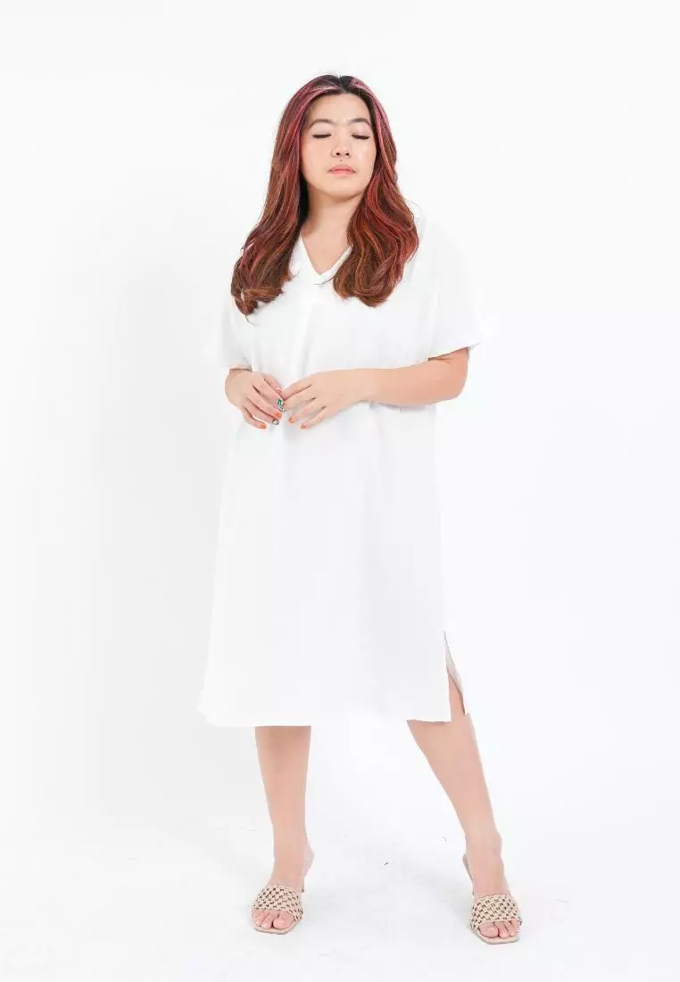 Plus Size Work Dress Blaire Broken White