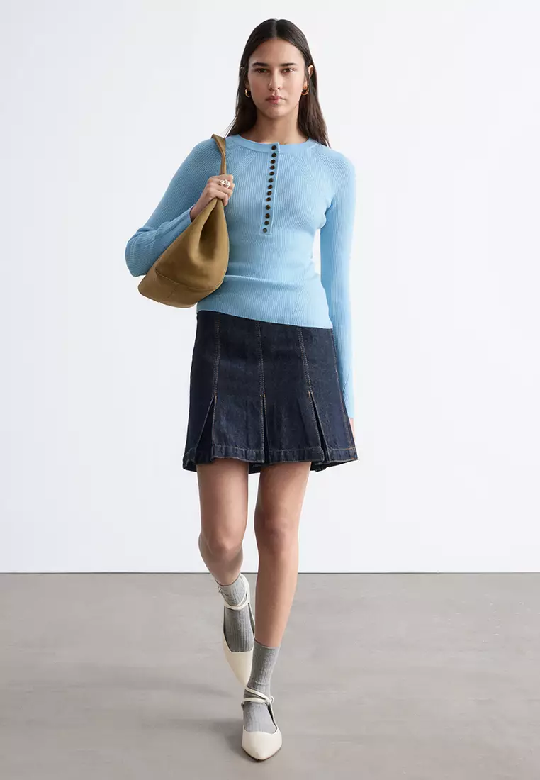 Half-Placket Merino Wool Top