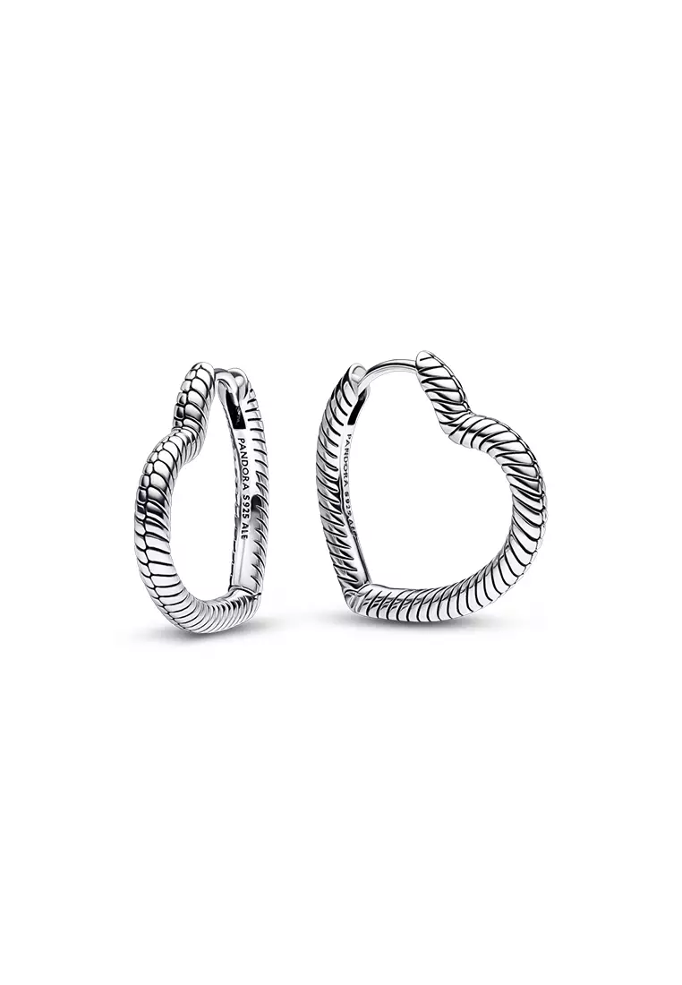 Pandora Moments Heart Charm Hoop Earrings