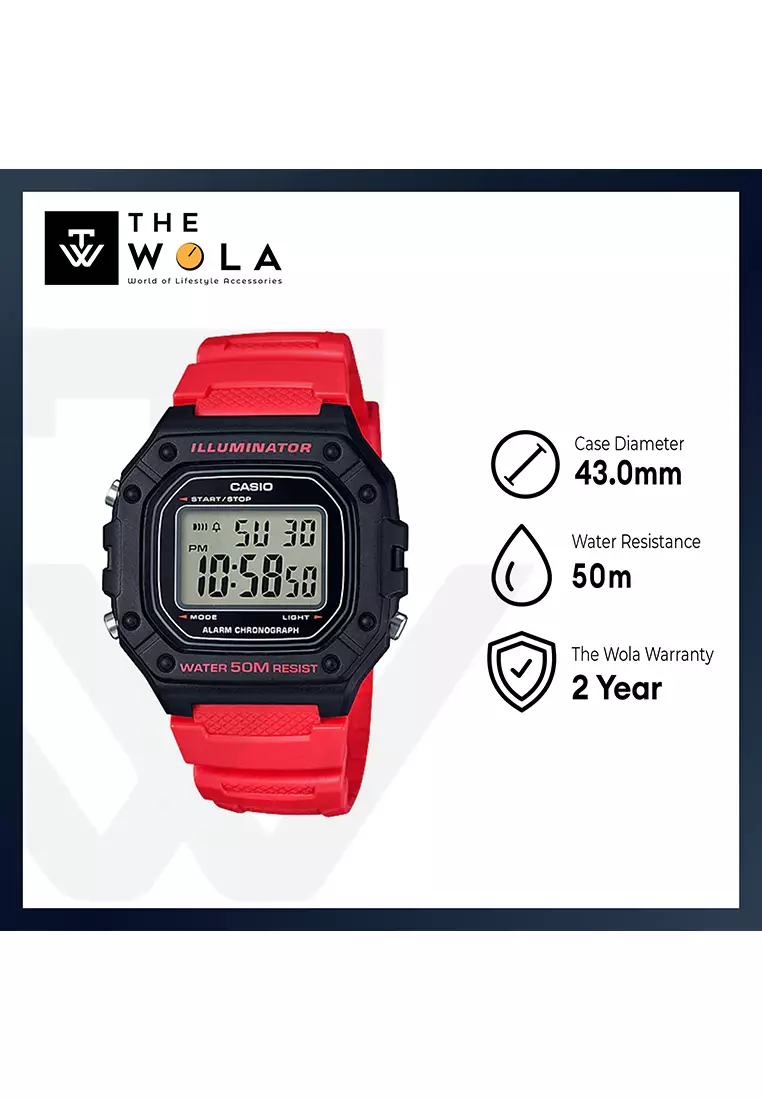 Men's Digital Watch W-218H-4BV Red Resin Band Watch for men