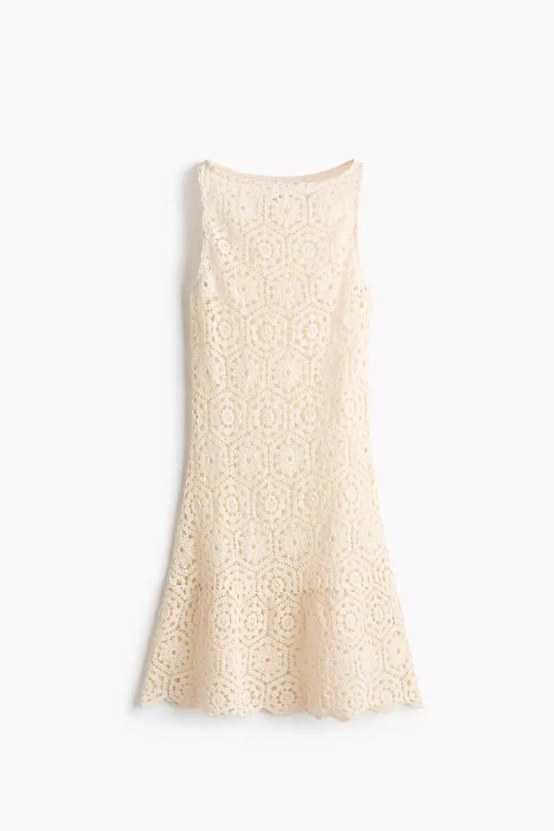 Sleeveless crochet-look dress