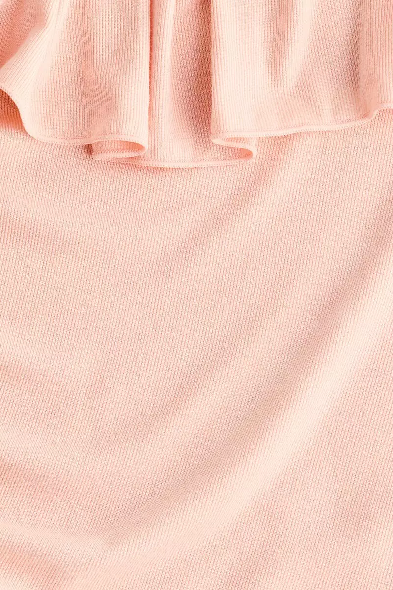 Flounce-trimmed one-shoulder top