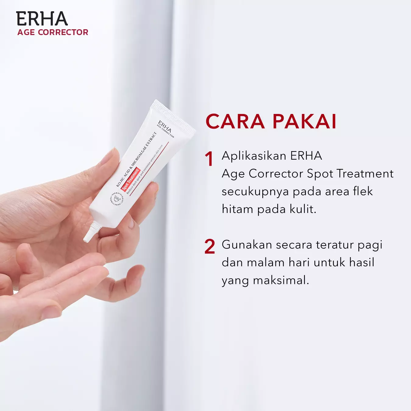 ERHA Age Corrector Kojic Acid & Microalgae Extract Spot Treatment 15g - Krim Untuk Flek Hitam | Dark Spot | Hiperpigmentasi | Bintik Hitam | Bekas Jerawat | Noda Hitam | Ratakan Warna Kulit
