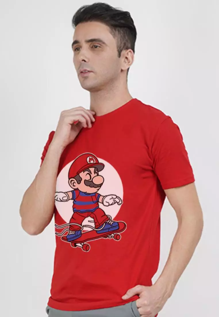 Mario Skateboard Red Cotton Short Sleeve Essential T-Shirt