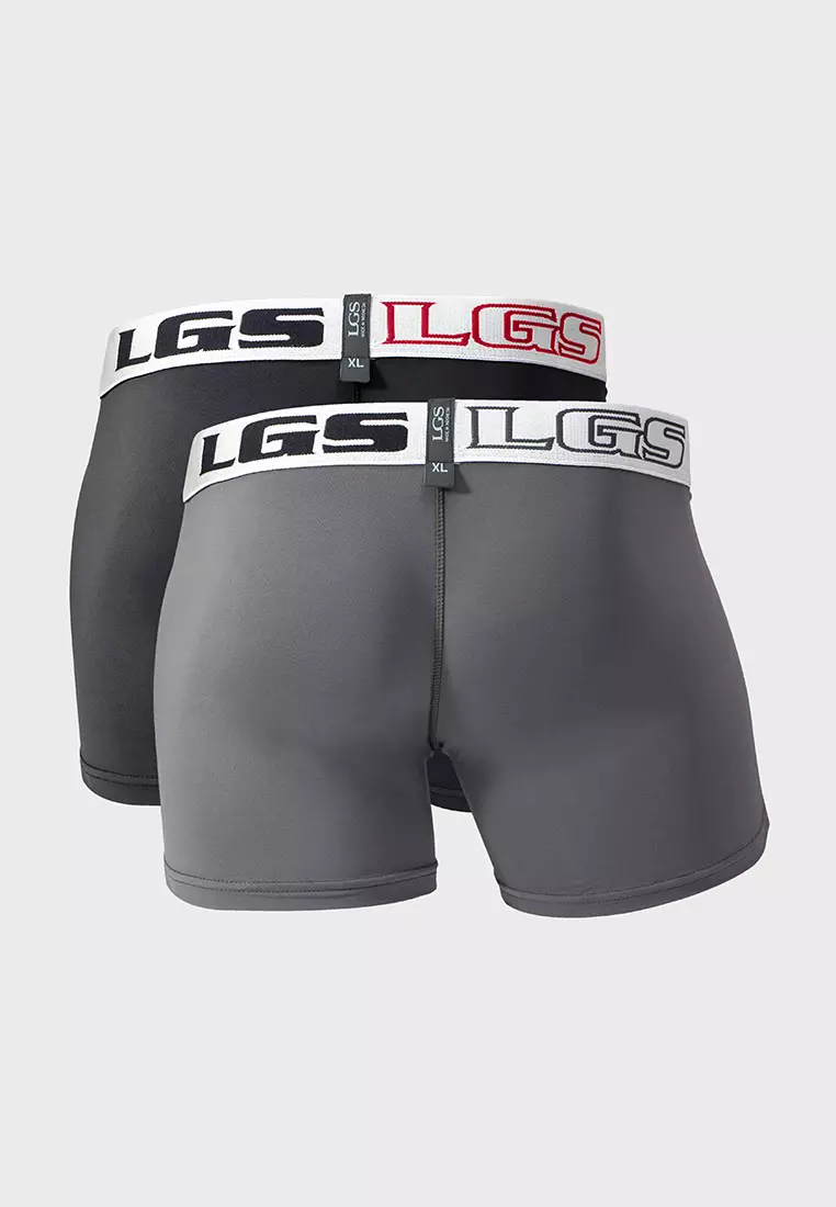 LGS - Underwear - Boxer - Pakaian Dalam - Hitam/Abu - 2 Pcs - LEBX.004.672.2.7C
