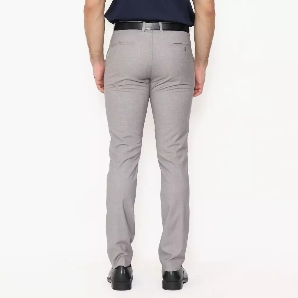 SCHOELLER OXY-ST-SF Celana Panjang Formal Pria Slim Fit Viscose Stretch Premium Warna Abu Muda