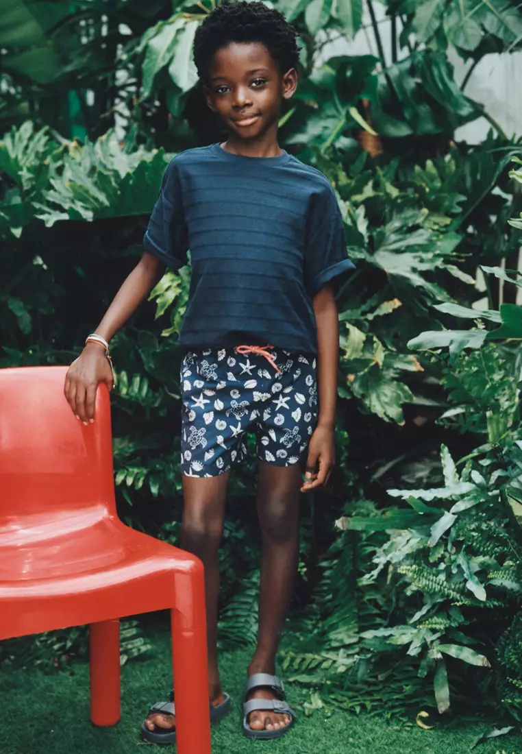 Marine-Print Swim Shorts