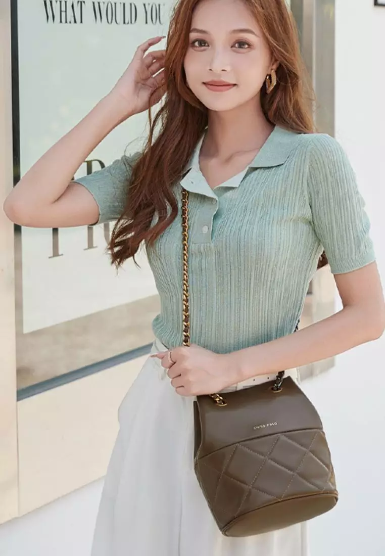 Chain Handbag / Shoulder Bag / Sling Bag (手提包 / 單肩包 / 斜孭袋) - 褐色
