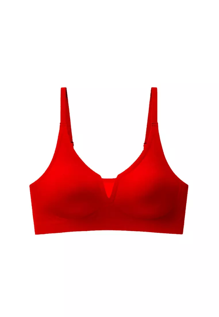 Premium Angela Seamless Wireless Paded Push Up Bra in Red