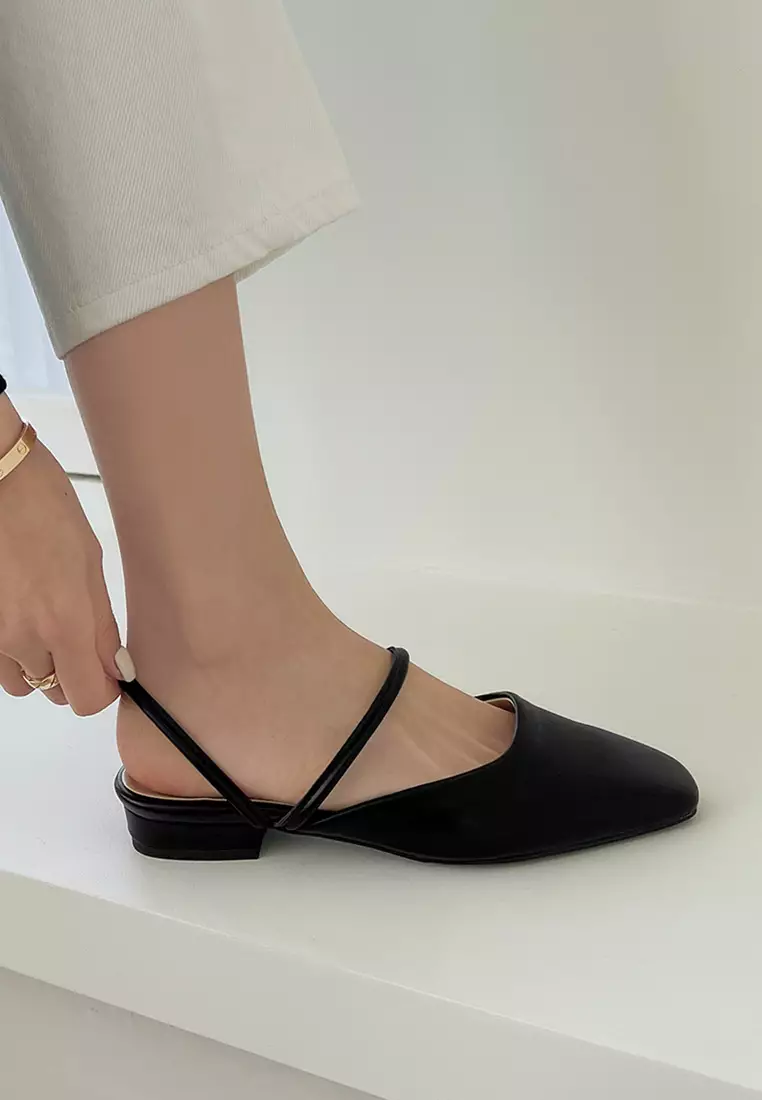 Buy SAPPUN Hamelly Strap Mule Slippers (2cm) Black 2025 Online