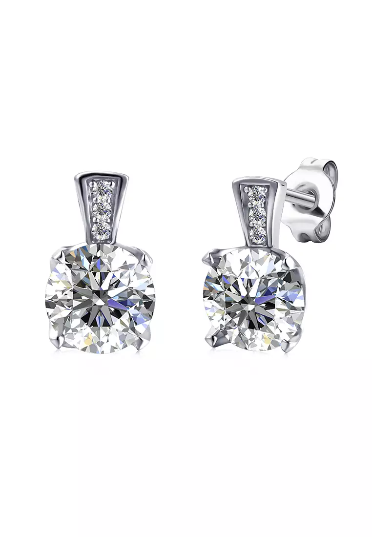 Berlian Moissanite Simplicite Earring WG [GRA CERTIFICATE MOISSANITE DIAMOND] - Anting 1.2 CT Moissanite Diamond with 925 Silver Celesta Moissanite