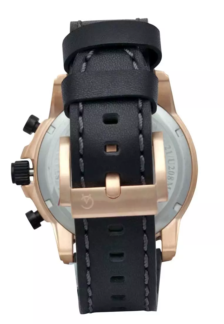 Alexandre Christie Jam Tangan Pria - Black Rosegold - Leather Strap - 6609 MCLBRBA