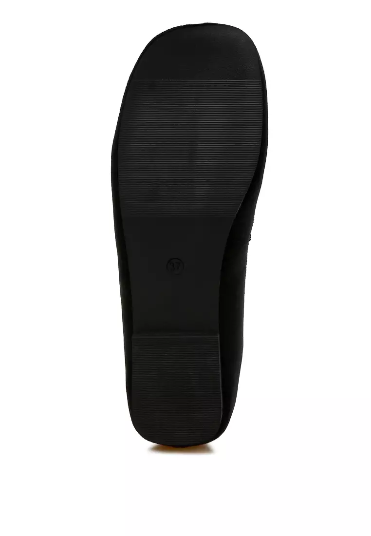 Velvet Flat Loafers in Black