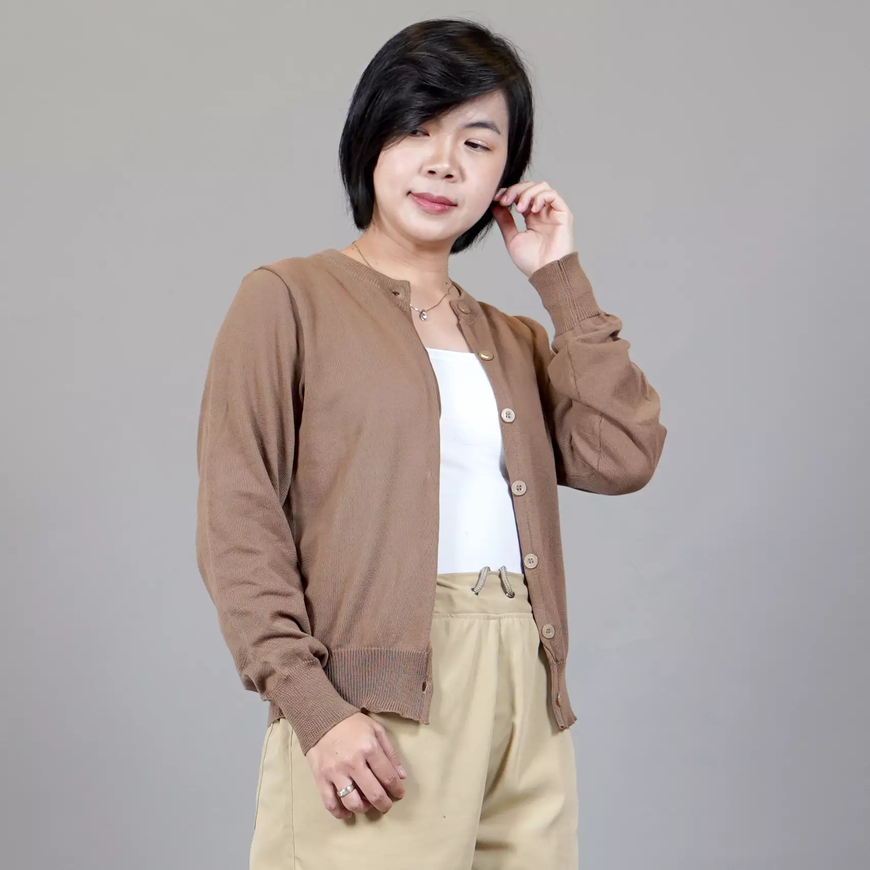 SANDRA Basic Knit Cardigan Kardigan Rajut Wanita - MILO