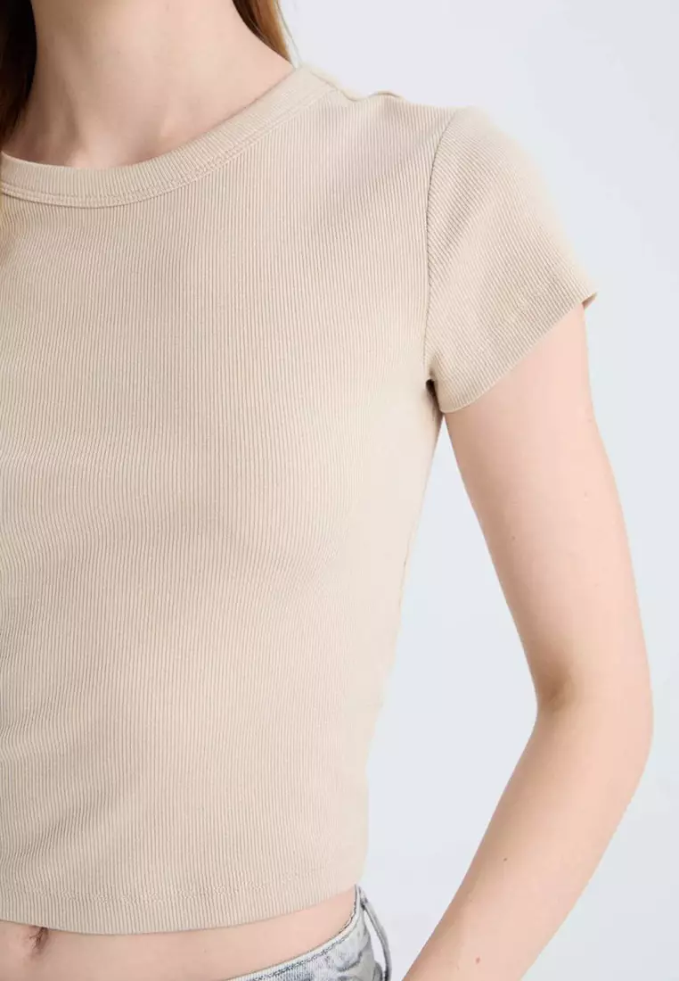 Basic Plain Ribbed T-Shirt