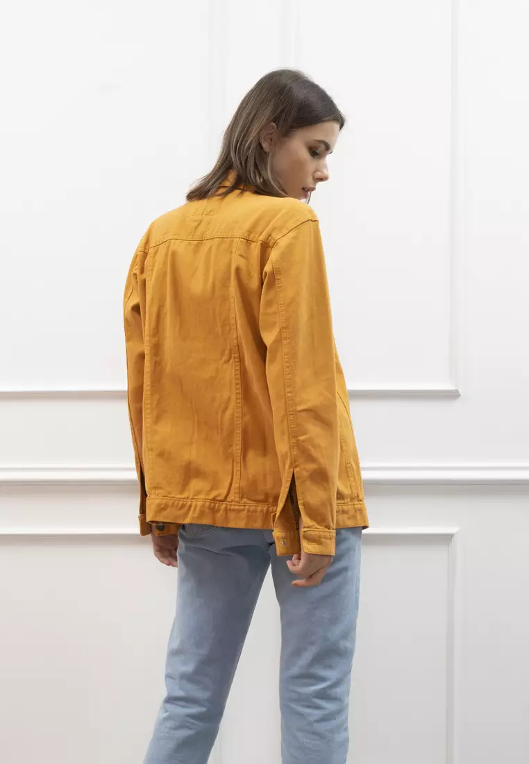 Jaket Jeans wanita Polos Tebal Dilan Jaket Denim Mustard
